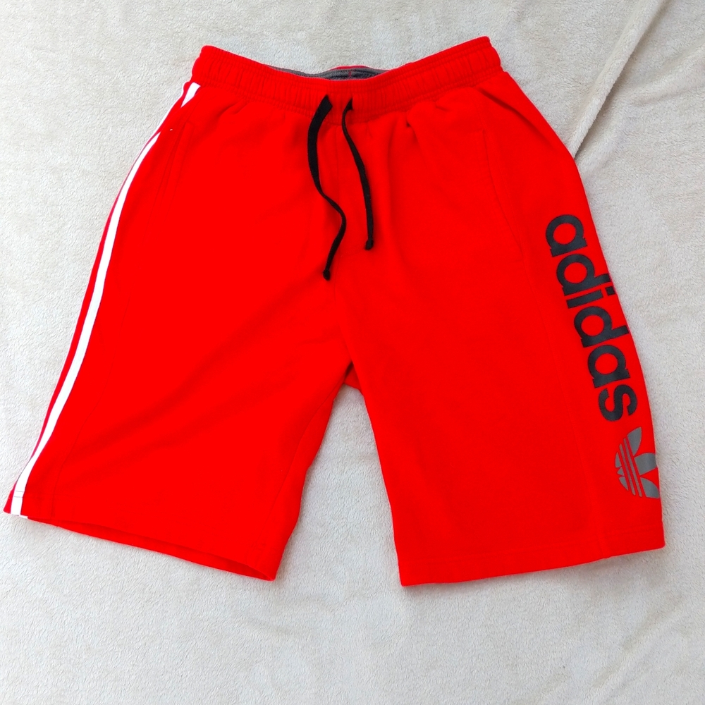 Adidas men's red cotton shorts, medium- like new!